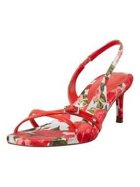 Marc Fisher Size 10M Heels Slingback Kitten Rose Print Stiletto Open Toe Buckle